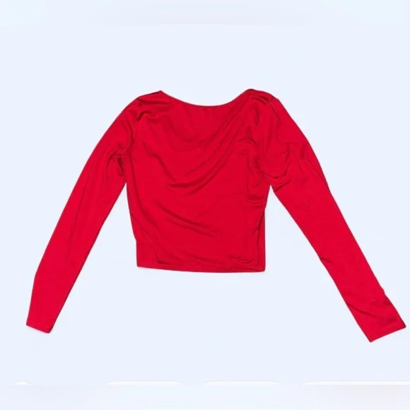 Hollister Women’s Long Sleeve Square Neck Seamless Baby Tee – Red ♥️ (Medium) - Picture 4 of 9